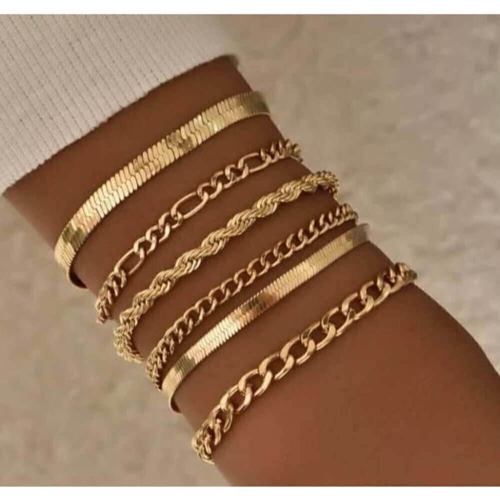 ❤️Women Gold Bracelets  Cross Box Chain Bracelets Gold Chain Trendy Jewelry Gift - Picture 2 of 7